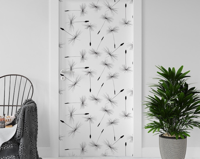 Sticker Decal for Door, Window, Fridge, dandelion Flowers decoration, Peel and Stick PVC