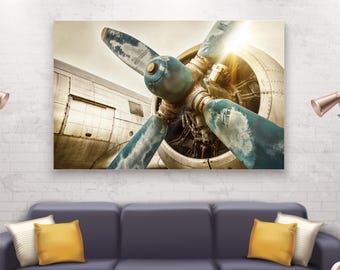 Airplane Vintage Canvas Print: Ready to Hang or Poster - Handmade in Italy