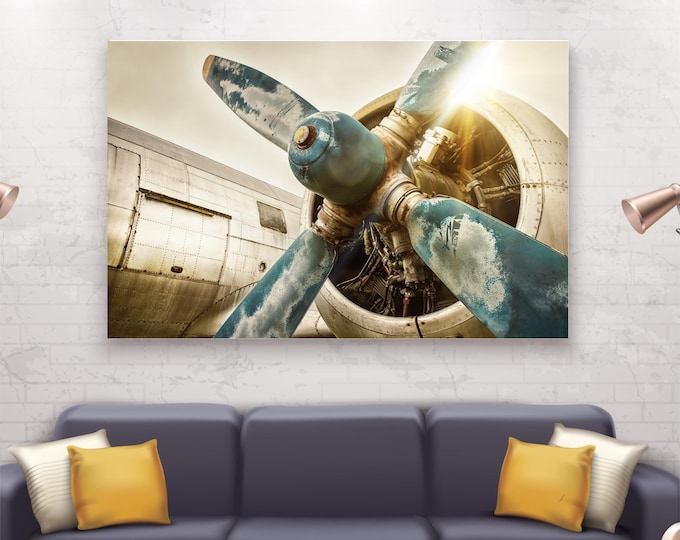 Airplane Vintage Canvas Print: Ready to Hang or Poster - Handmade in Italy