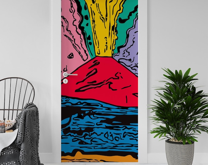 Sticker Decal for Door, Window, Vesuvio Andy Warhol Reproduction , Peel and Stick