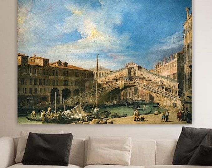 Canaletto Ponte di Rialto Canvas Print: Art Reproduction, Ready to Hang or Rolled Canvas