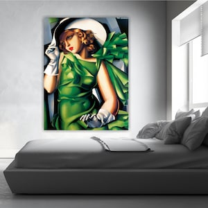 Print on canvas Tamara, Artistic Reproduction, Woman in Green. Poster or Picture ready to hang, interior decoration.