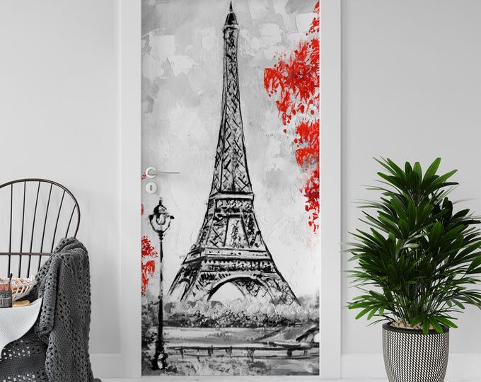 Sticker Decal for Door, Window, Fridge, Paris Tour Eiffel, Peel and Stick PVC