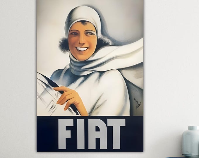Vintage Fiat Artistic Reproduction Canvas Print: Handmade italian art