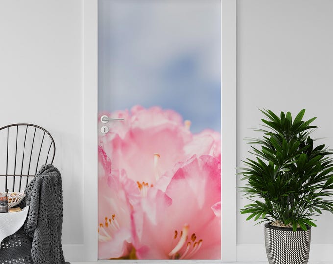 Sticker Decal for Door, Window, Fridge, Light Pink Flower decoration, Peel and Stick PVC