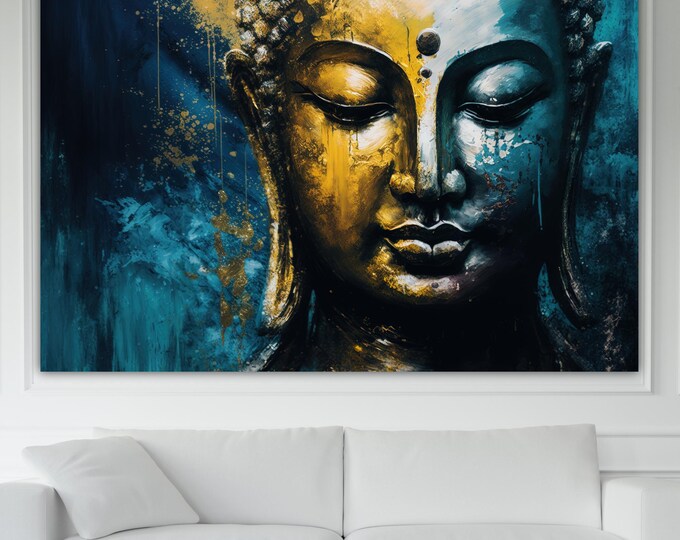 Zen Buddha Gold Canvas Print: Yoga Art Reproduction, Ready to Hang or Rolled Canvas