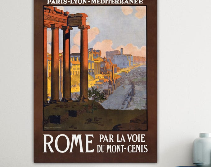Rome Vintage Italy Landscape Artistic Reproduction Canvas Print: Handmade italian art