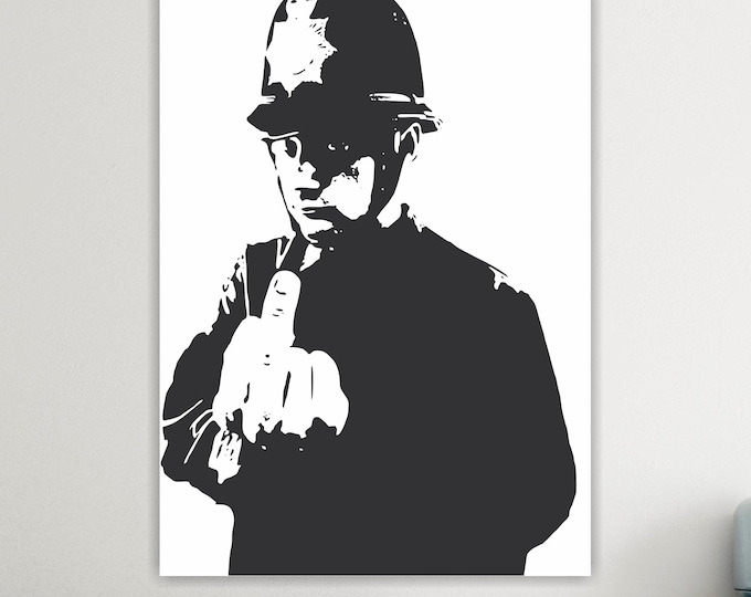 Graffiti Banksy Policeman, Art Reproduction, Print on canvas, poster or ready to hang