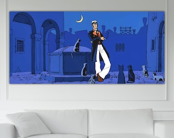 Corto Maltese Venice Canvas Print, Comic Art Reproduction, Ready to Hang