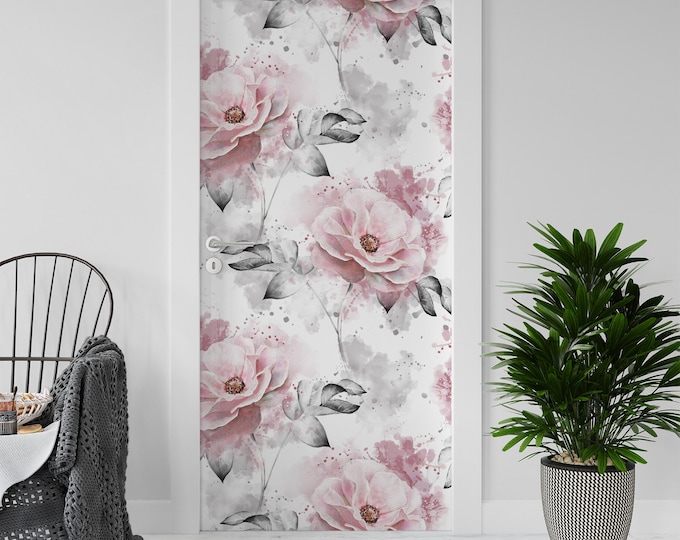 Sticker Decal for Door, Window, Fridge, Roses Flower decoration, Peel and Stick PVC