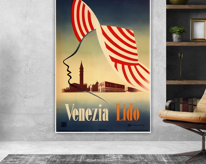 Vintage Venice Summer Italy Artistic Reproduction Canvas Print: Handmade italian art
