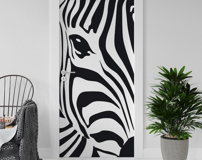 Sticker Decal for Door, Window, Fridge, Zebra Pop, Peel and Stick PVC Self-adhesive Wrap