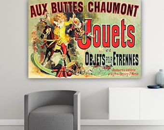 Poster o quadro Friends Monica, Aux Buttes Chaumont Jouets, Stampa su Tela Vintage, Arte Belle Époque J.Chéret, Arredamento Serie TV Friends
