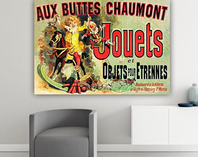Poster o quadro Friends Monica, Aux Buttes Chaumont Jouets, Stampa su Tela Vintage, Arte Belle Époque J.Chéret, Arredamento Serie TV Friends