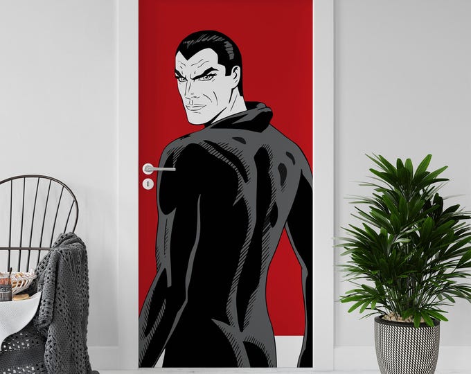 Sticker Decal for Door, Window, Fridge, Diabolik Red Reproduction, Peel and Stick PVC
