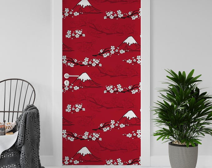 Sticker Decal for Door, Window, Fridge, Japan Decoration Red, Peel and Stick PVC