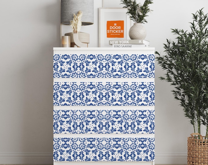Personalized adhesives IKEA MALM dresser overlay, Portofino, Coverings for 2, 3, 4, 6 drawers