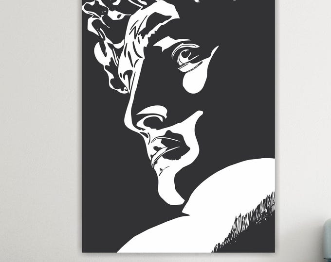 David Pop Portrait, Canvas Art Print: Reproduction on Canvas Ready to Hang Black