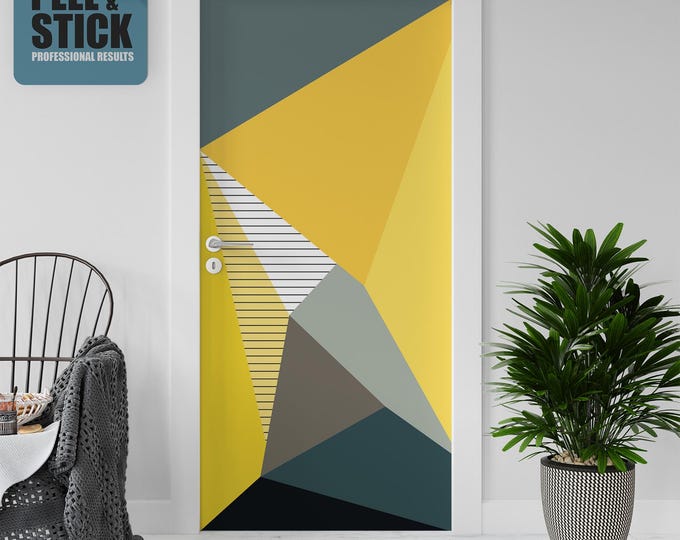 Sticker Decal for Door, Window, Fridge, Geometric Sticker, Peel and Stick PVC
