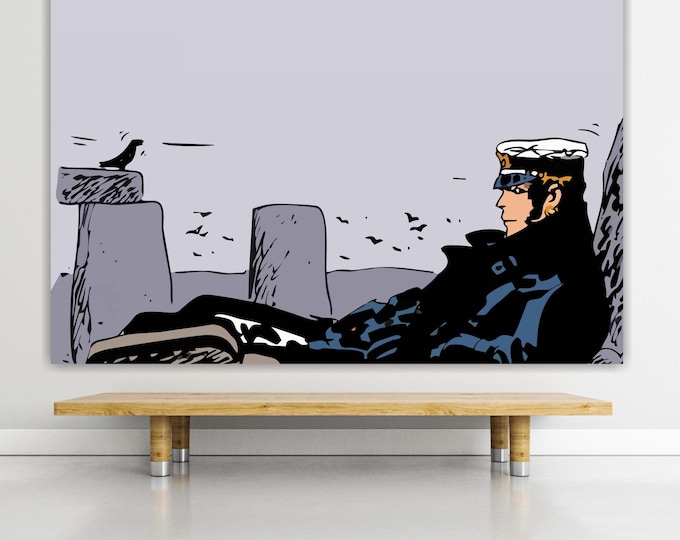 Corto Maltese Menir, Pint on canvas, poster or ready to hang, art deco