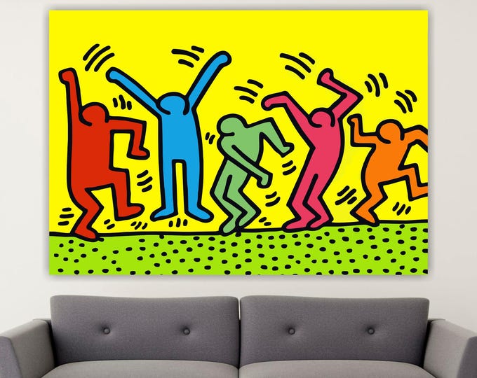 Keith Haring Dancing Men Canvas Print: Pop Art Reproduction, Ready to Hang