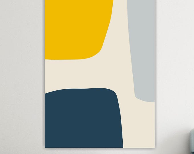 Abstract Blue Yellow White Bauhaus Canvas Print: Art Reproduction Ready to Hang