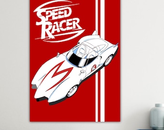 Speed Racer Reproduction Canvas Print: Handmade Anime Art, Ready to Hang or Rolled Canvas