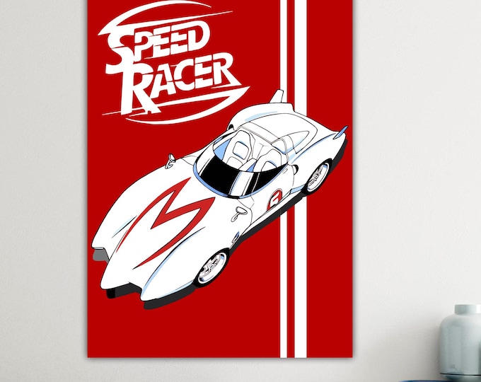 Speed Racer Reproduction Canvas Print: Handmade Anime Art, Ready to Hang or Rolled Canvas