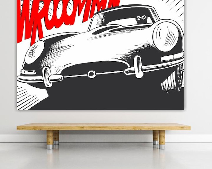 Diabolik White Jaguar Canvas Print: Italian Comic Art Reproduction