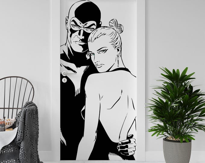 Sticker Decal for Door, Window, Fridge, Diabolik Eva White Reproduction, Peel and Stick PVC