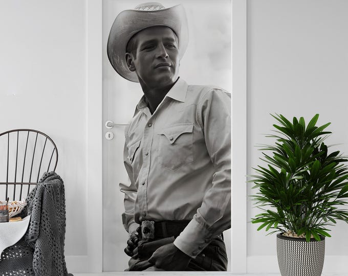 Sticker Decal for Door, Window, Fridge, Paul Newman Reproduction, Peel and Stick PVC