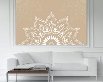Boho Mandala Abstract Canvas Print Ready to Hang: contemporary wall art