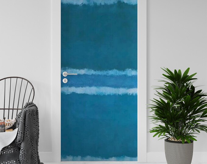 Sticker Decal for Door, Window, Fridge, Rothko Abstract Blue, Peel and Stick PVC