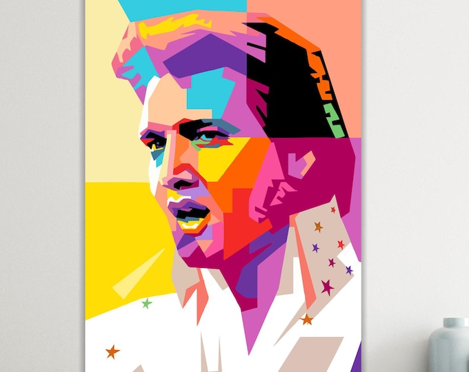 Elvis Presley Portrait, Canvas Art Print: Reproduction on Canvas Ready to Hang