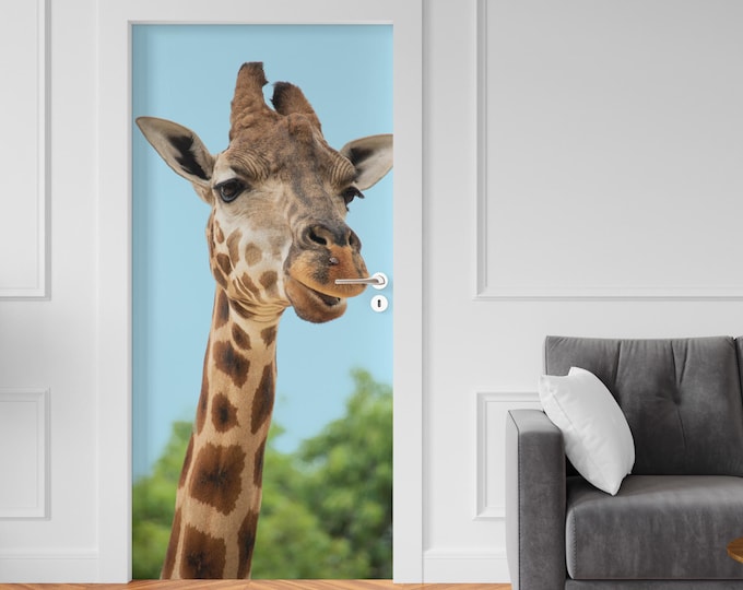 Sticker Decal for Door, Window, Fridge, Giraffe, Peel and Stick PVC Self-adhesive Wrap
