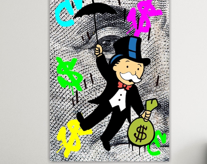 Monopoli Dollar, Street Art Canvas Print: Pop Art Reproduction, Ready to Hang