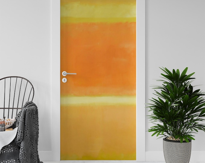 Sticker Decal for Door, Window, Fridge, Rothko Abstract Yellow, Peel and Stick PVC