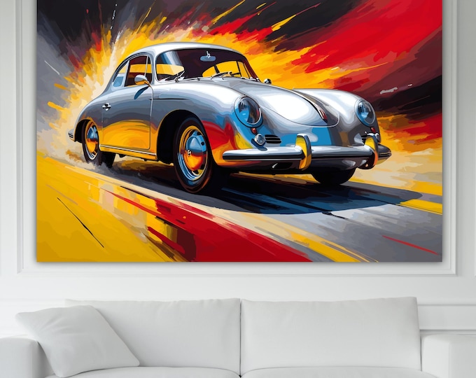 Vintage Car inspired to Porsche 356 Canvas Print: Automotive Reproduction Ready to Hang