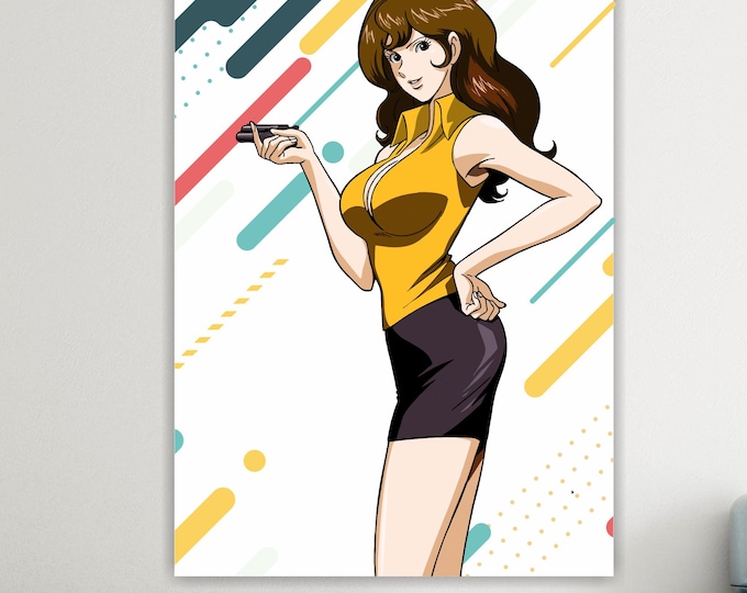 Fujiko Lupin Character Canvas Print: Comic Art Reproduction Ready to Hang or Rolled Canvas