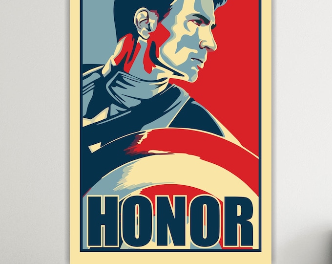 Captain America 'Honor' Canvas Print: Handmade Anime Art