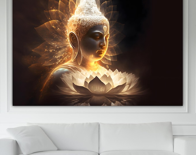 Zen Buddha Shining Canvas Print: Yoga Art Reproduction, Ready to Hang or Rolled Canvas