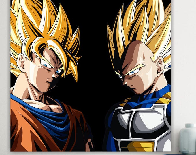 Goku & Vegeta Dragon Ball Canvas Print: Handmade Italian Art