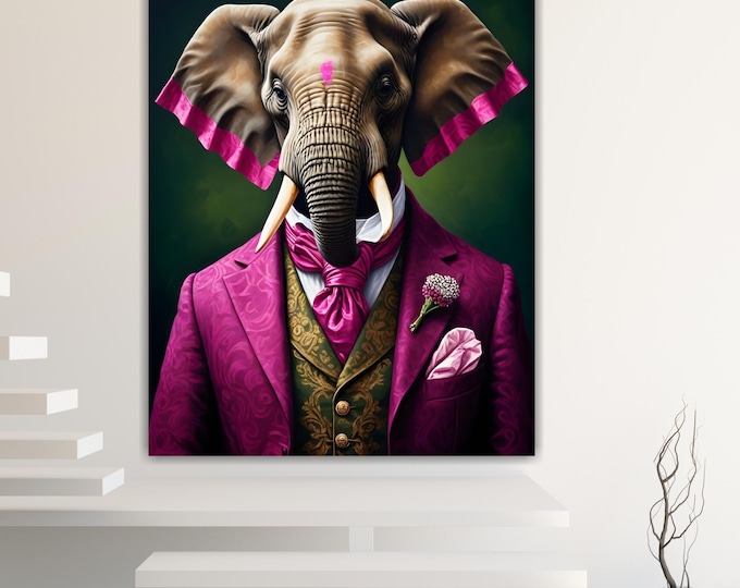 Elephant Noble Fashion Canvas Print: Pop Art Reproduction, Ready to Hang