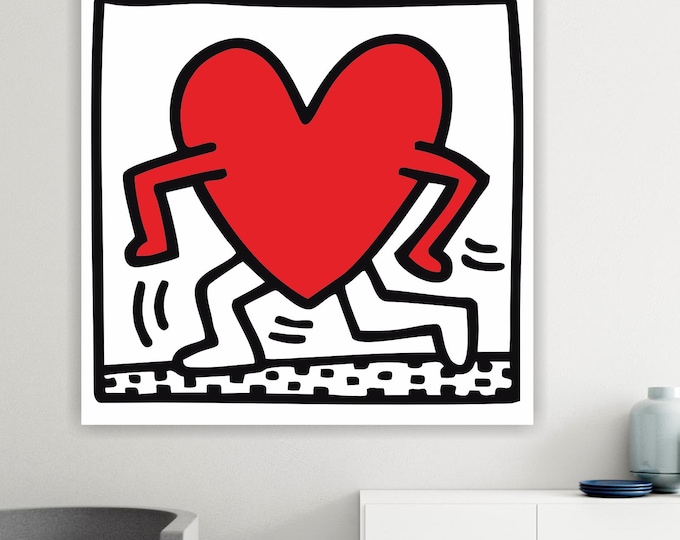 Keith Haring Runaway Heart Canvas Print: Pop Art Reproduction