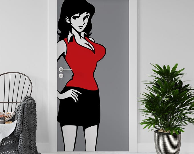 Sticker Decal for Door, Window, Fridge, Margot Lupin Grey Reproduction, Peel and Stick PVC