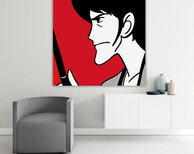 Lupin Goemon Squared, Artistic Reproduction Canvas Print: Handmade Italian Art Ready to Hang