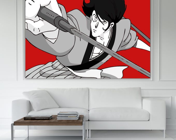 Goemon Lupin Sword Canvas Print: Comic Art Reproduction Ready to Hang or Rolled Canvas