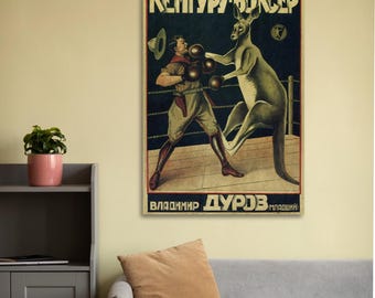 Poster Friends Joey e Chandler - Canguro Pugile Vladimir Durov - Stampa Vintage Circo Russo - Quadro Serie TV Friends Decorazione Casa Retro