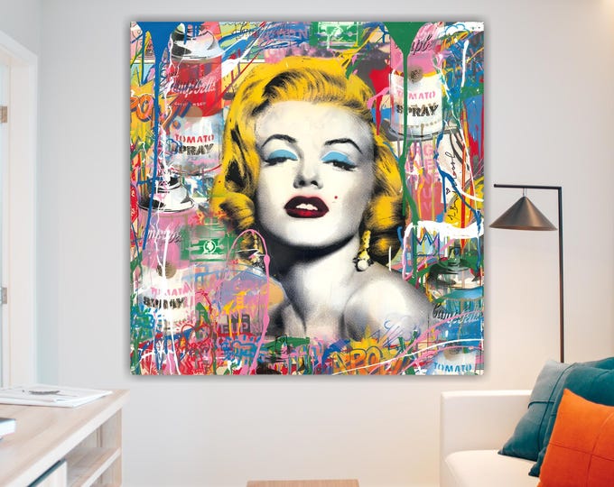 Graffiti Marilyn Blond Banksy style, Art Reproduction Canvas Print: Pop Art