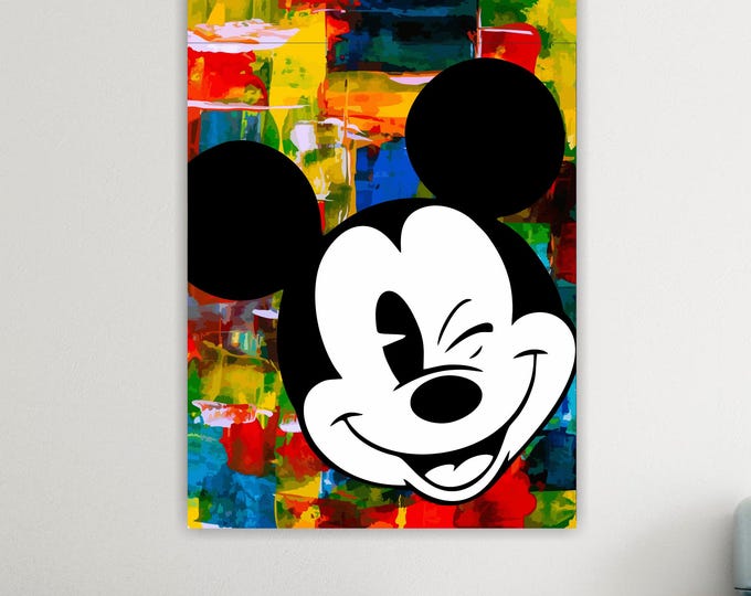 Mickey Crazy, Street Art Canvas Print: Pop Art Reproduction, Ready to Hang
